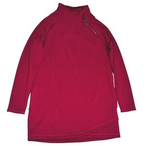Athleta Cozy Karma Asym Sweatshirt Dress XL Decadent Red EUC Thumbholes Pockets